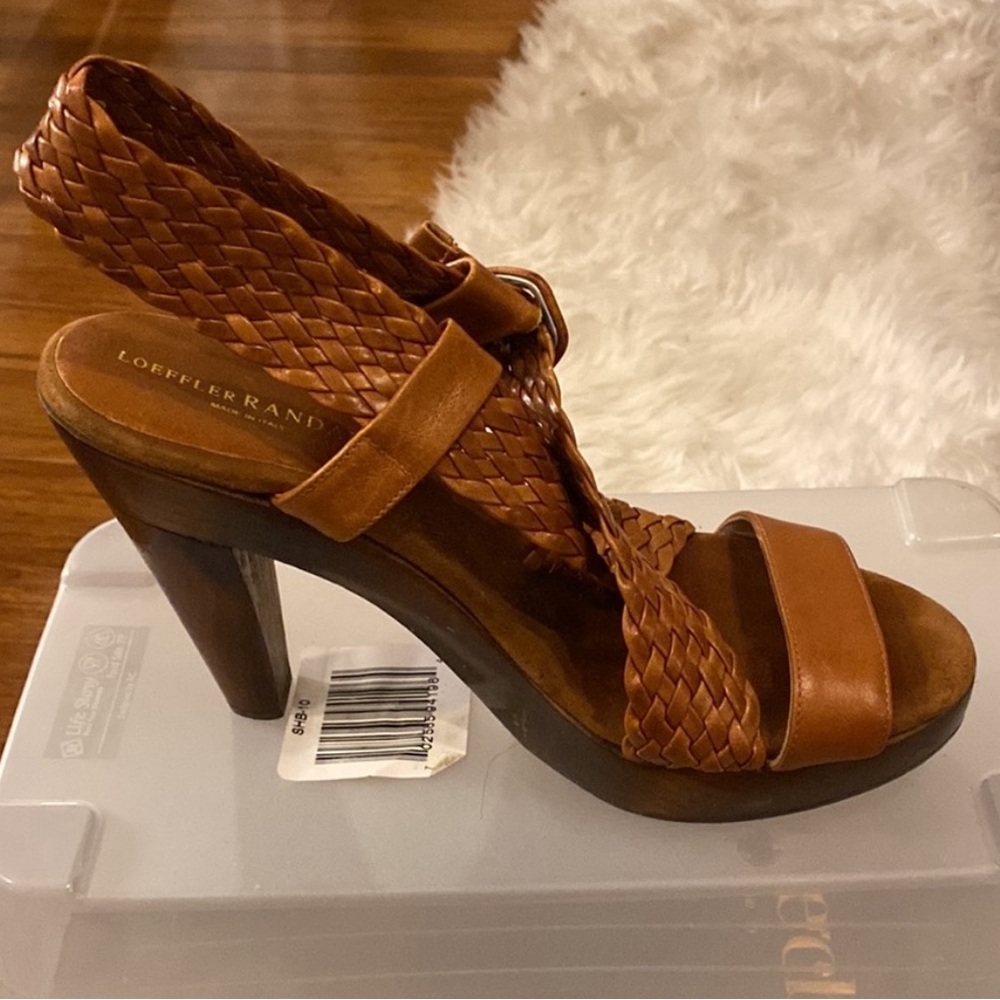 Loeffler Randal Braided Leather Heels Sz 8